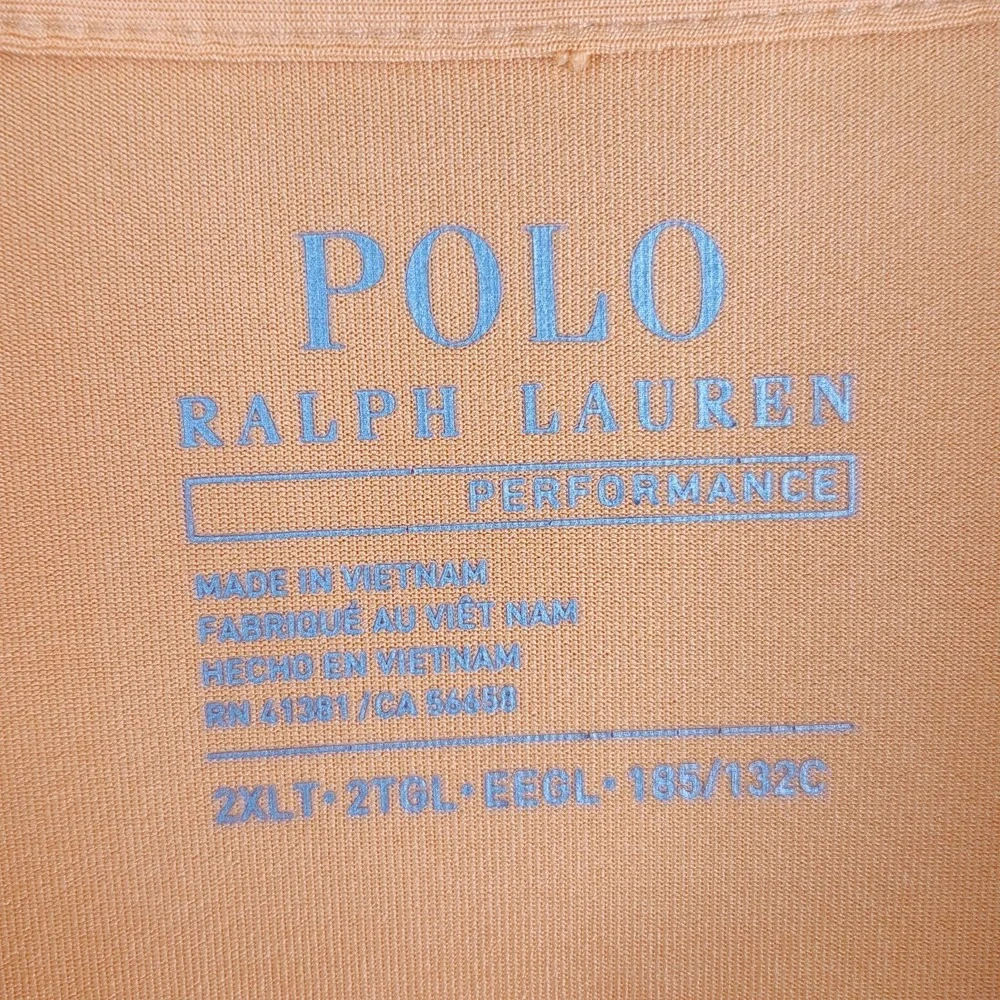 Polo Ralph Lauren Performance Mens 2XLT Orange Short Sleeve Golf Polo Shirt